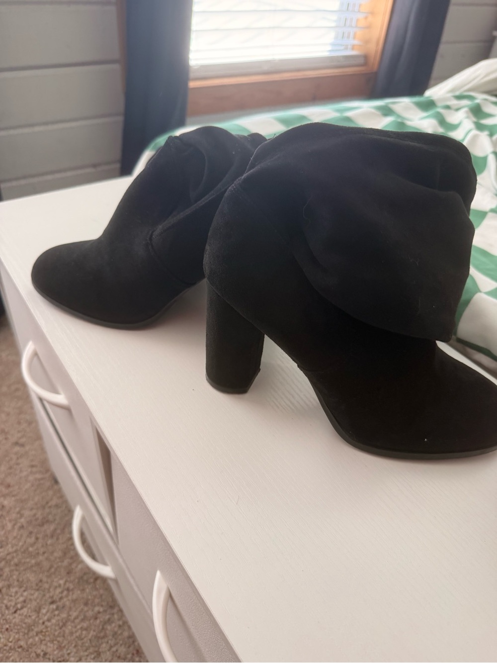 Forever 21 Black Suede Over-the-Knee Block Heel Boots